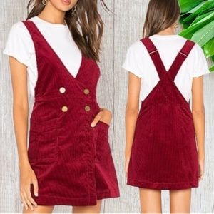 FREE People Red Canyonlands Cord Gold Button Mini Jumper Size 8